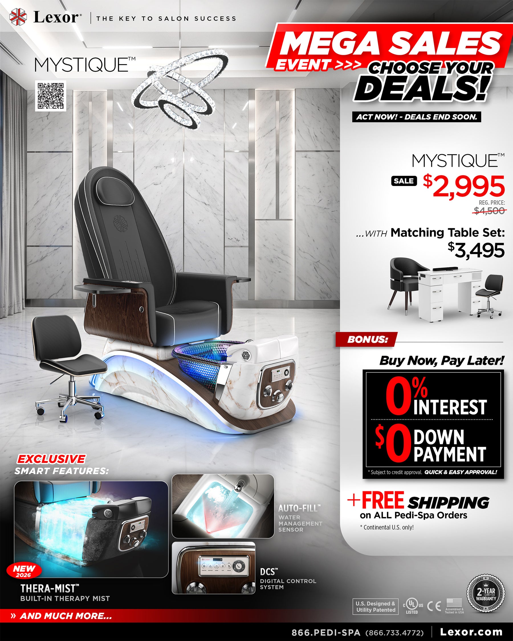 Mystique Pedicure Chair - Lexor Mega Sales Event