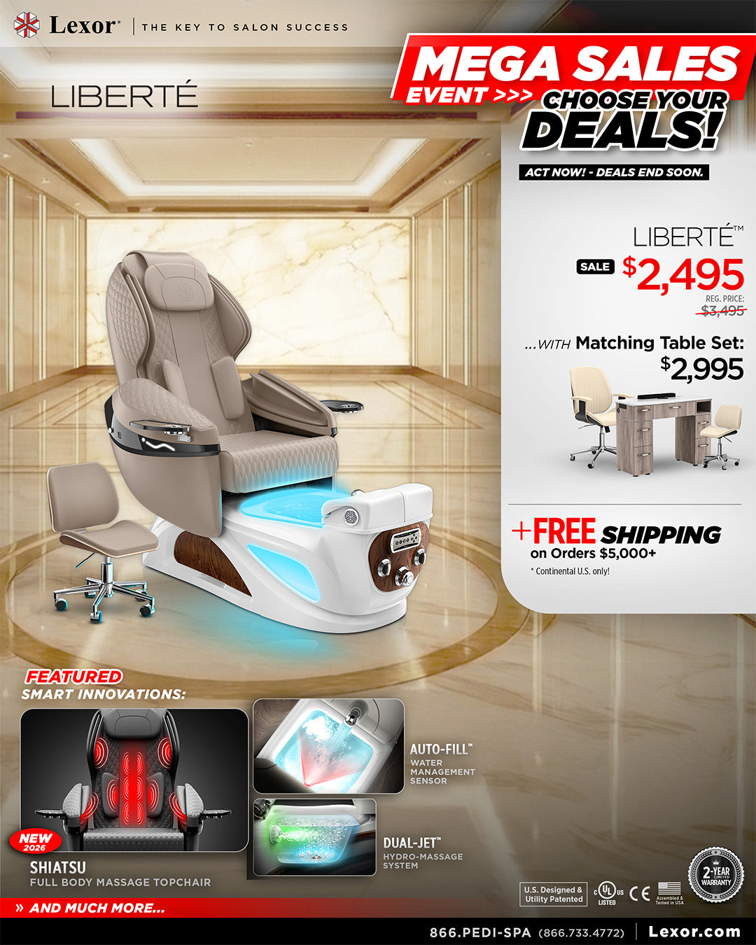 October 2026 Liberte Pedicure Chair Promotional Banner