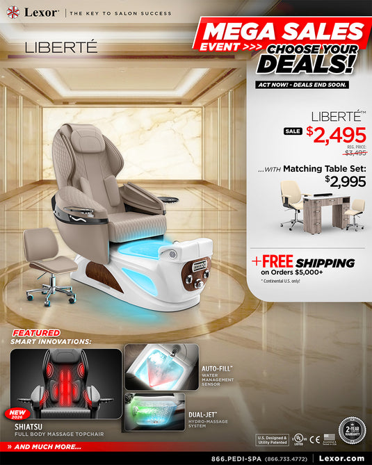 October 2026 Liberte Pedicure Chair Promotional Banner