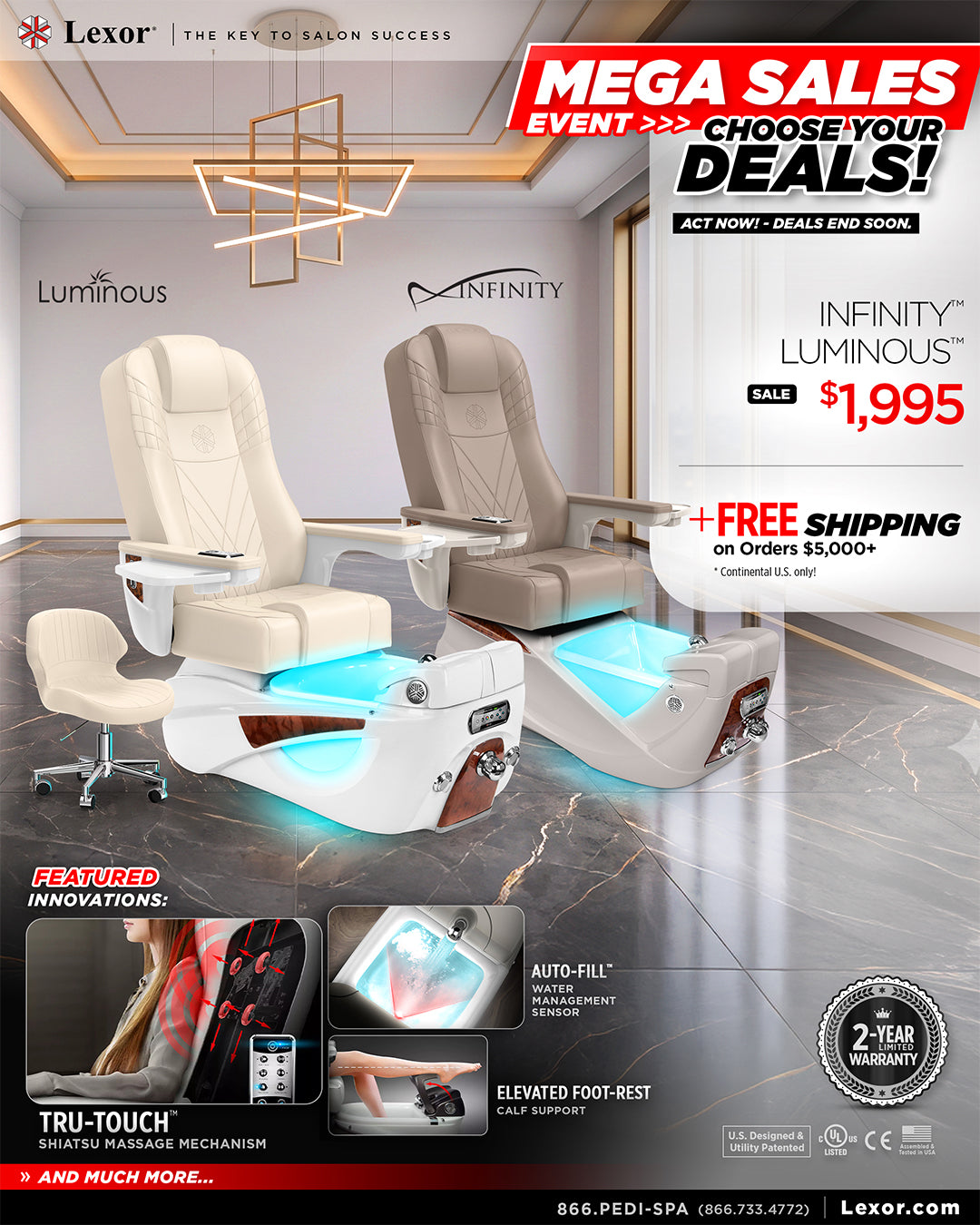 Luminous and Infinity Pedicure Chairs Promo Banner October 2026