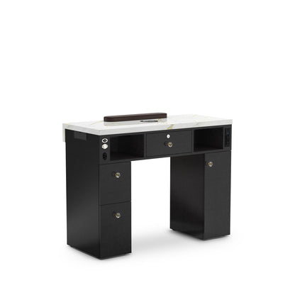 Black - Lumiere Nail Table with Dust Collector - Backside