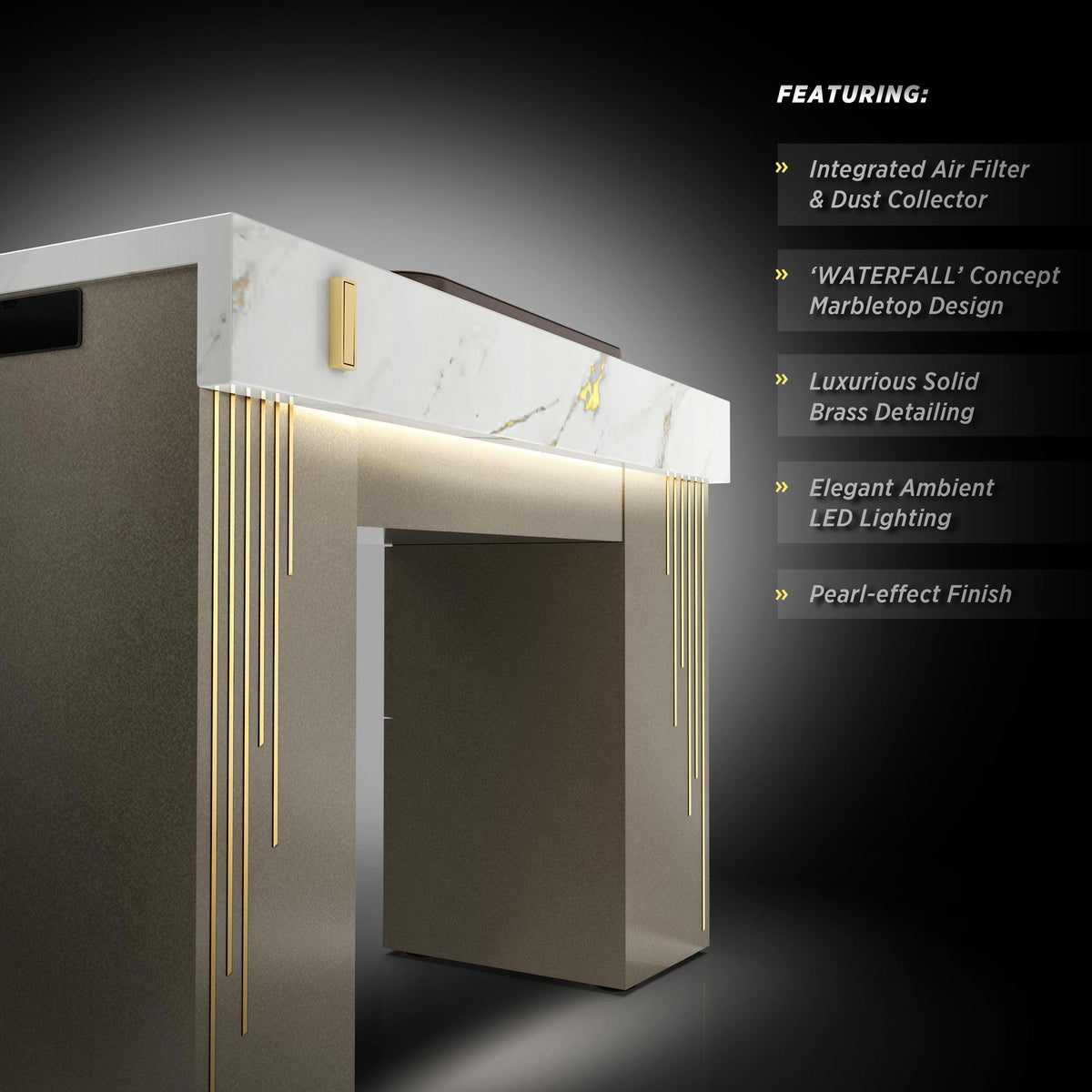 Champaign - Lumiere Nail Table with Dust Collector Details