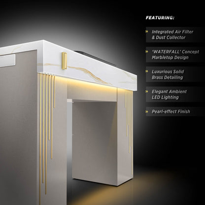 Champagne - Lumiere Nail Table with Dust Collector Details