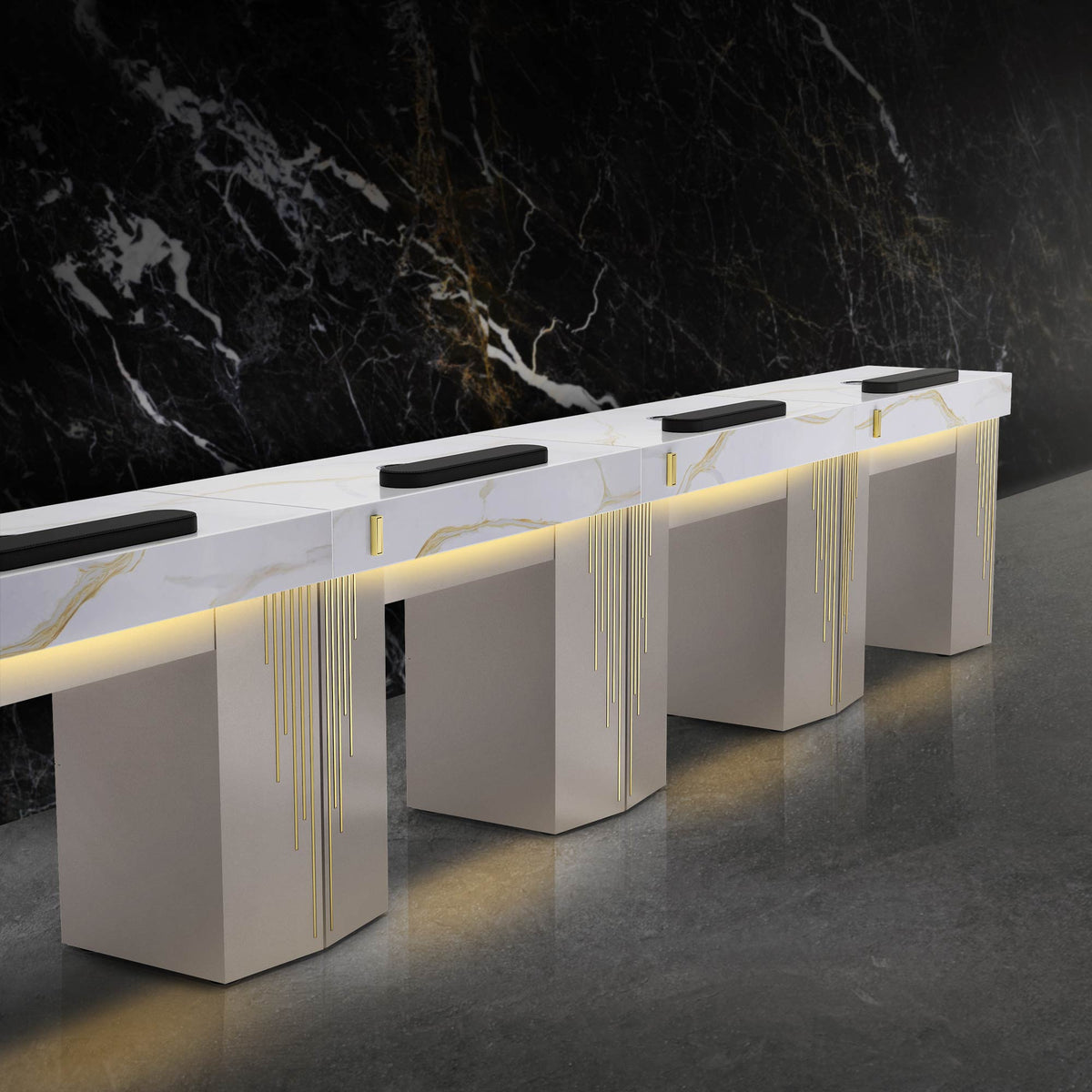 Champagne - Lumiere Nail Table with Dust Collector Row