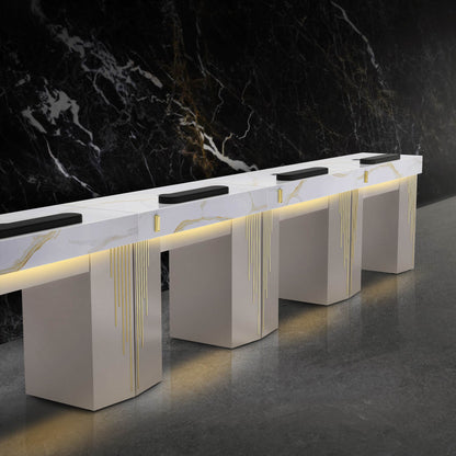 Champagne - Lumiere Nail Table with Dust Collector Row