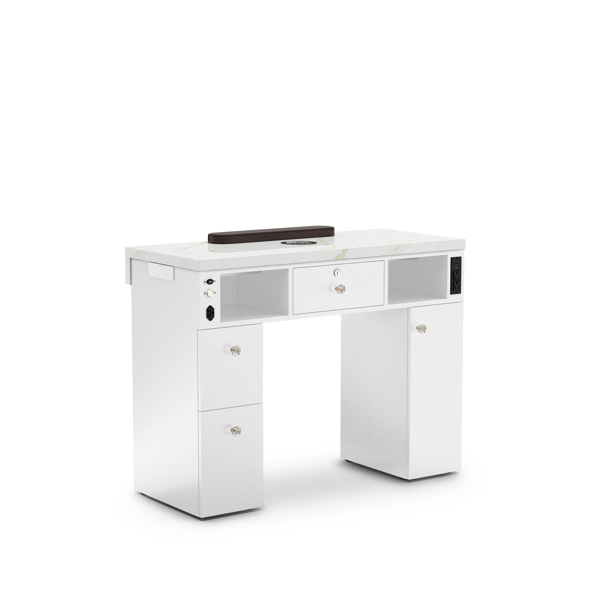 White Pearl - Lumiere Nail Table with Dust Collector Back view