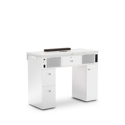 White Pearl - Lumiere Nail Table with Dust Collector Back view
