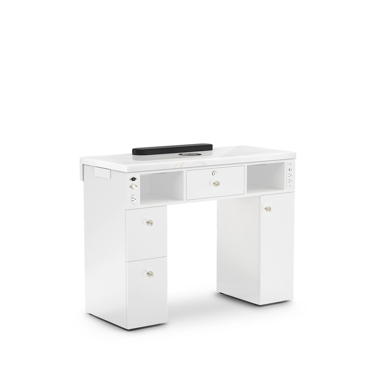 White Pearl LM - Lumiere Nail Table with Dust Collector Back view
