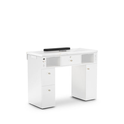 White Pearl LM - Lumiere Nail Table with Dust Collector Back view