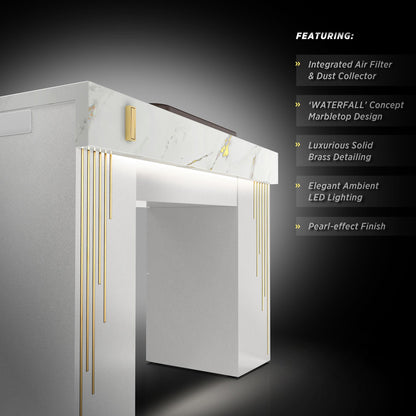White Pearl - Lumiere Nail Table with Dust Collector Details
