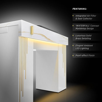White Pearl LM - Lumiere Nail Table with Dust Collector Details