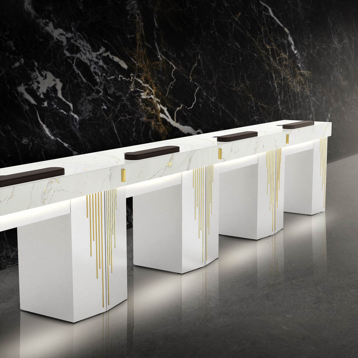 White Pearl LM - Lumiere Nail Table with Dust Collector Row