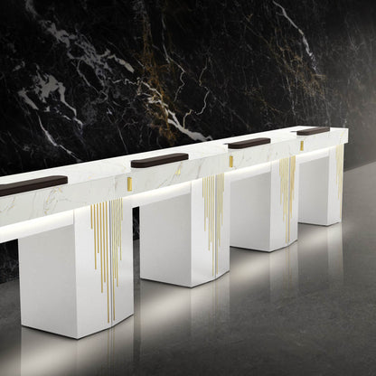 White Pearl LM - Lumiere Nail Table with Dust Collector Row
