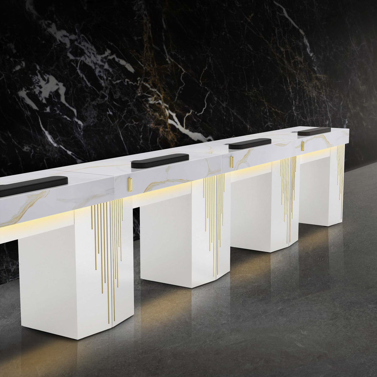 White Pearl LM - Lumiere Nail Table with Dust Collector Row
