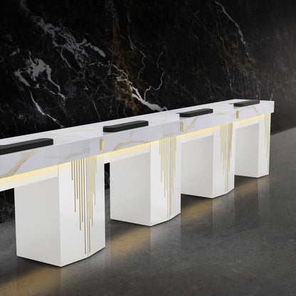 White Pearl LM - Lumiere Nail Table with Dust Collector Row