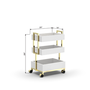 White - Lumiere Pedi-cart with Dimensions