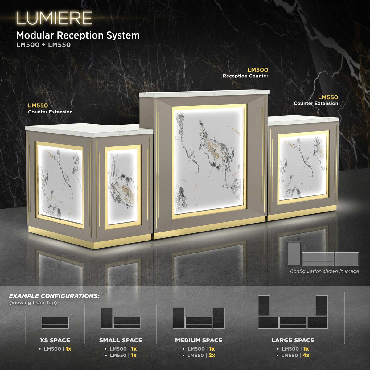 Champaign Lumiere Reception Counter details