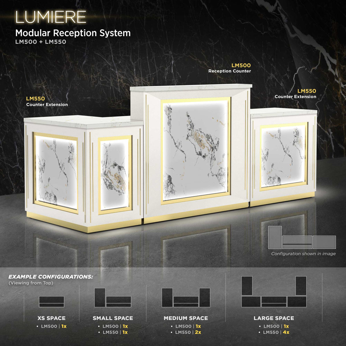 White Pearl-lm Lumiere Reception Corner Extension details