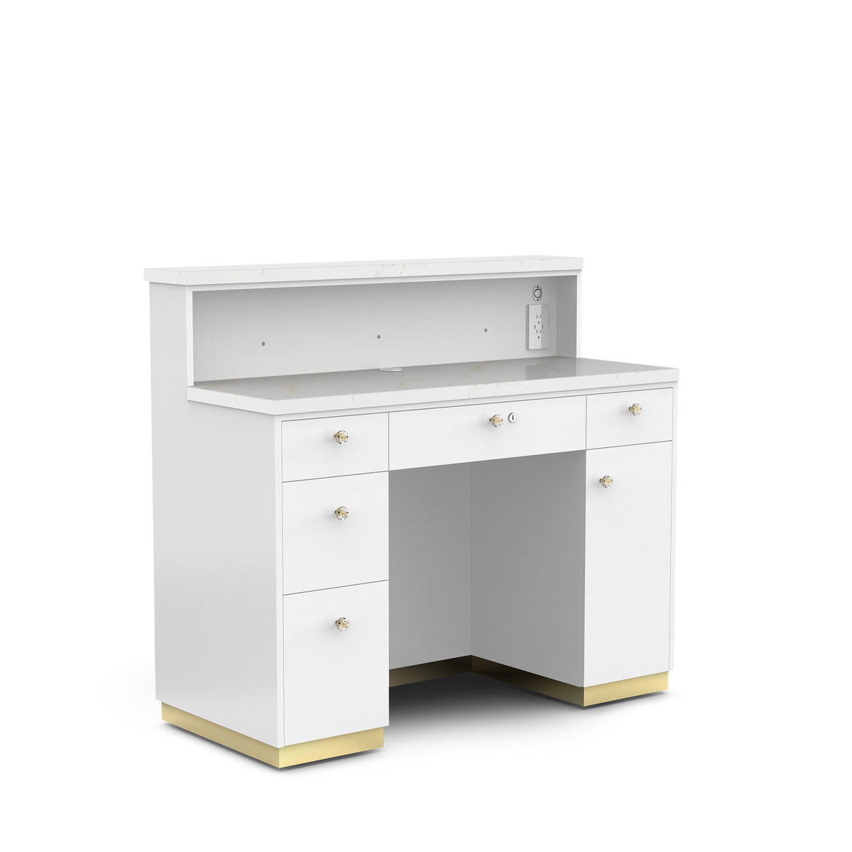 White Pearl-lm Lumiere Reception Counter back view