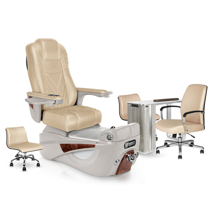 LUMINOUS Pedicure Chair Package with Matching Nail Table Set Lexor