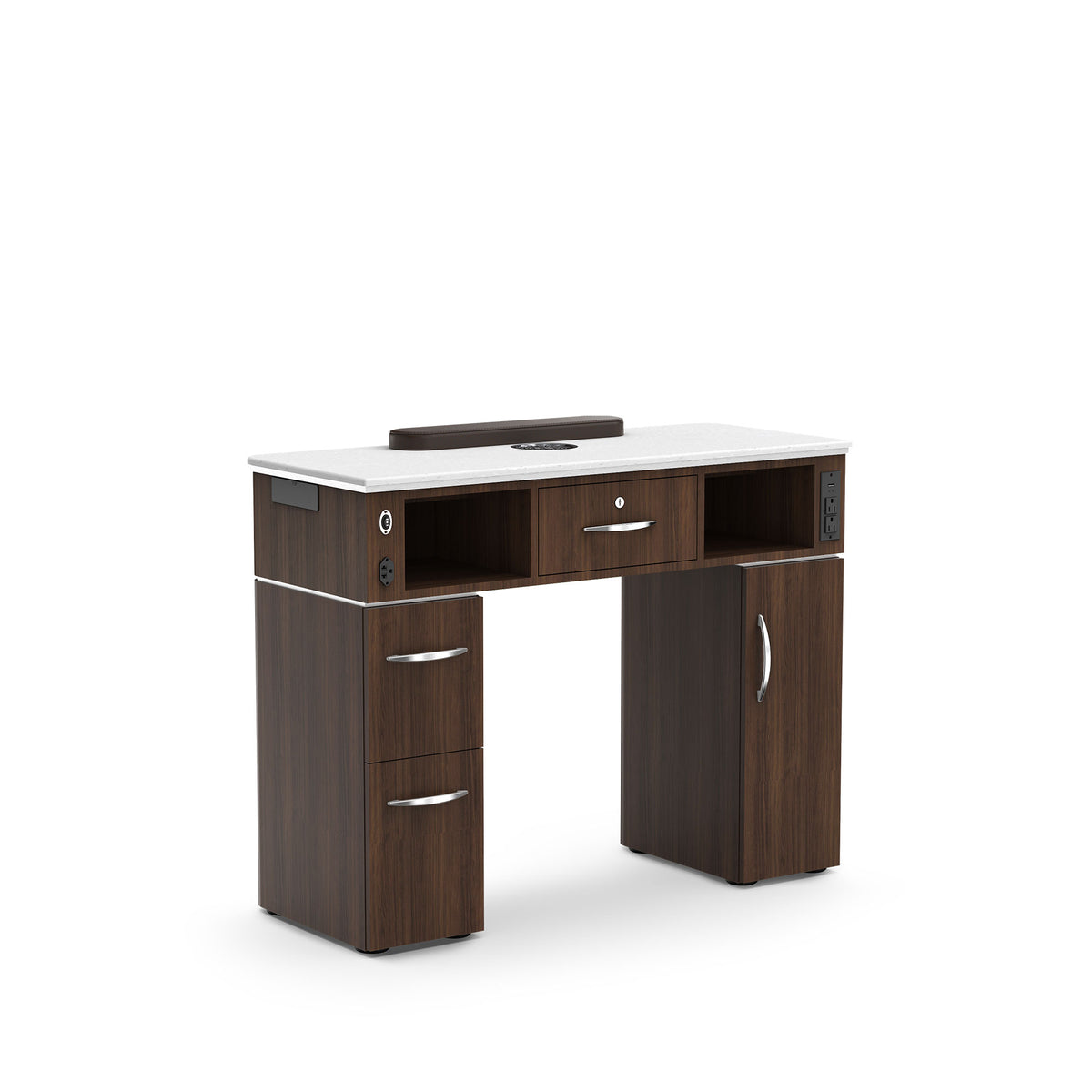 Dark Walnut-Yes - MD314 VD Manicure Nails Table with Air Filter and Dust Collector