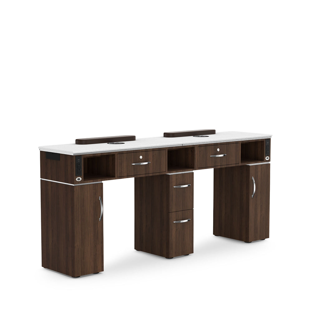 Dark Walnut-Yes - Lexor VM313-DB Nail Manicure Table with vent, Back