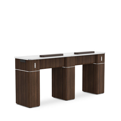 Dark Walnut-Yes - Lexor VM313-DB Nail Manicure Table with vent, Front