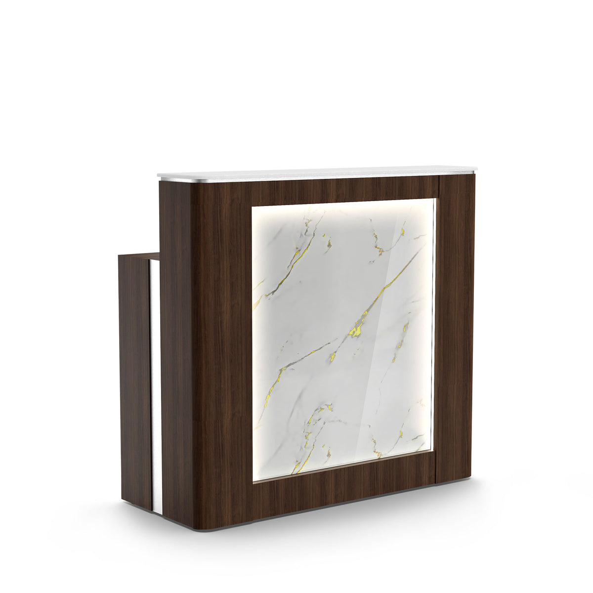 Dark Walnut - MODEN Reception Counter with LED Lighting, Front