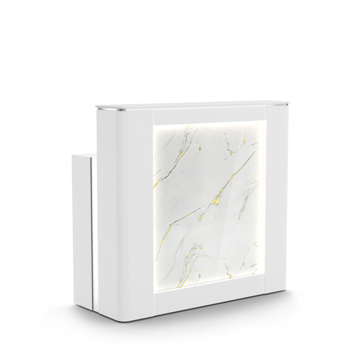 White - MODEN Reception Counter with LED Lighting, Front