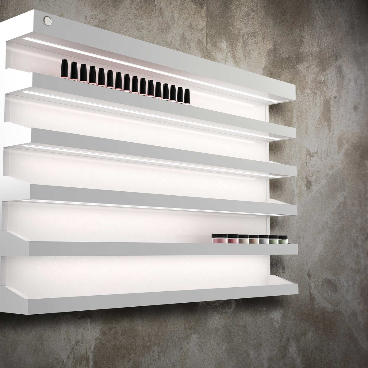 Moden Wallmount Rack with LED Close Up