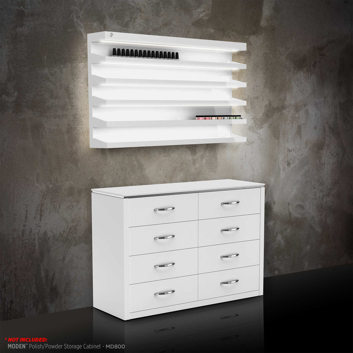 Moden Wallmount Rack with LED with White Cabinet