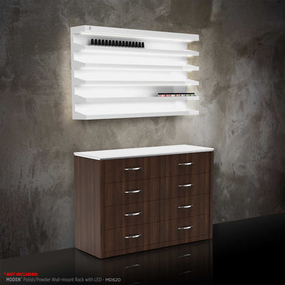 Dark Walnut - Moden Polish/Powder Cabinet with Wallmount LED Rack