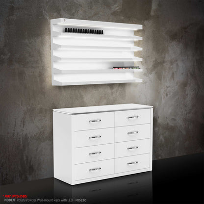 White - Moden Polish/Powder Cabinet with Wallmount LED Rack