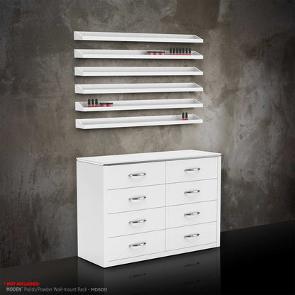 White - Moden Polish/Powder Cabinet with Wallmount Rack