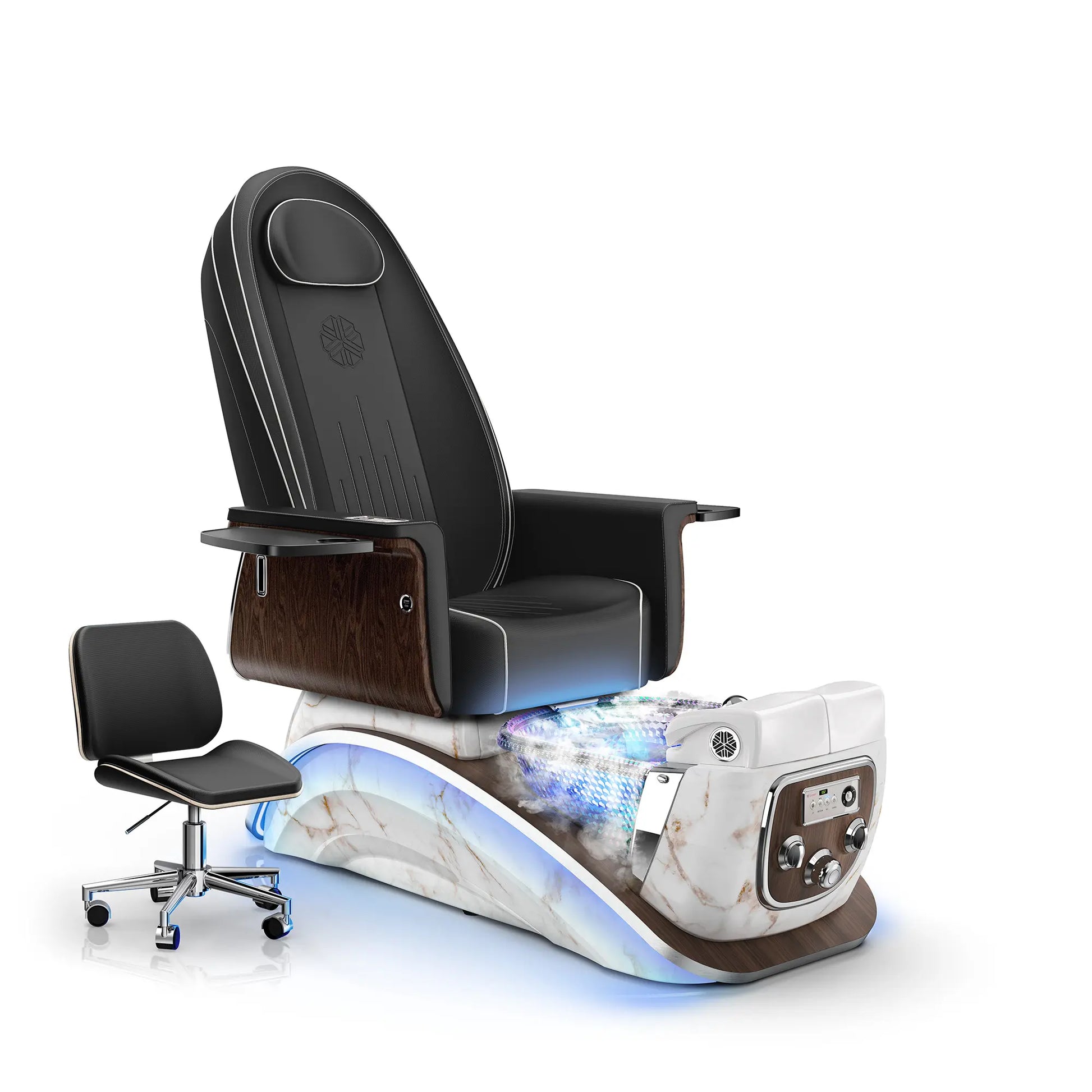 Noir-pr-White Moonstone Lexor Mystique Pedicure Chair with Thera-mist