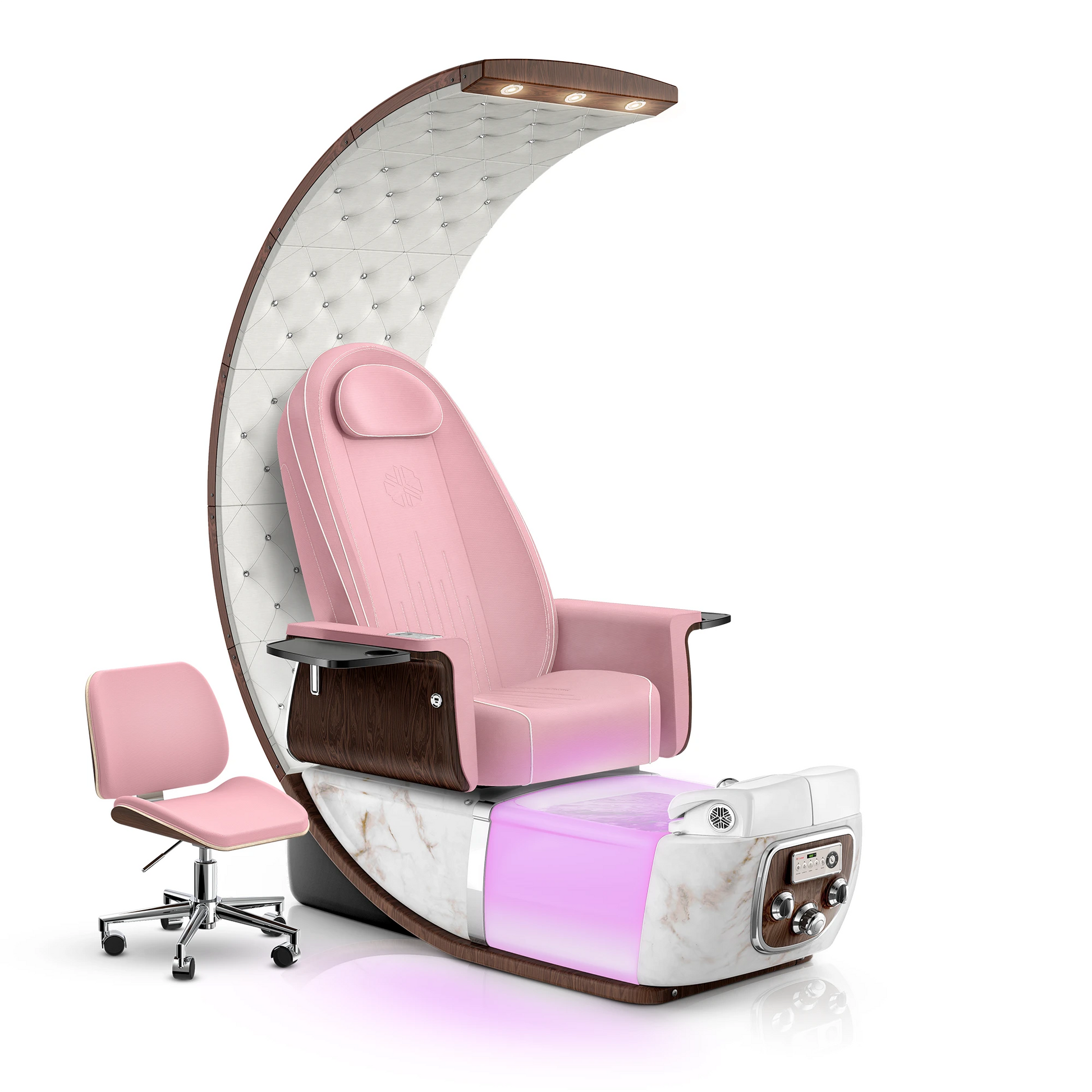 Ice Pink-White Moonstone-Opal Lexor PRIVÉ Lounge Pedicure Chair with LED Bowl