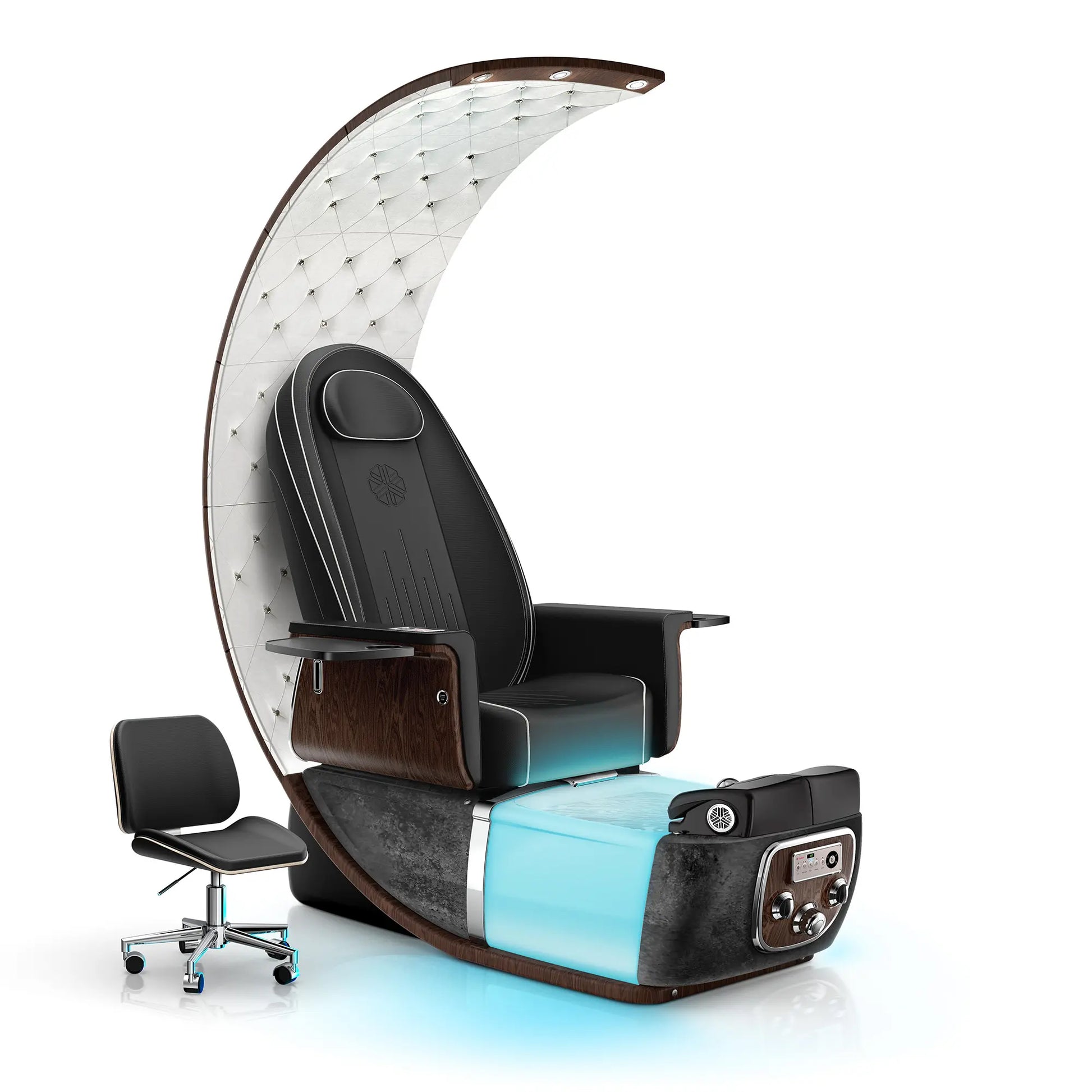 Noir-pr-Black Moonstone Lexor PRIVÉ Lounge Pedicure Chair with LED Bowl