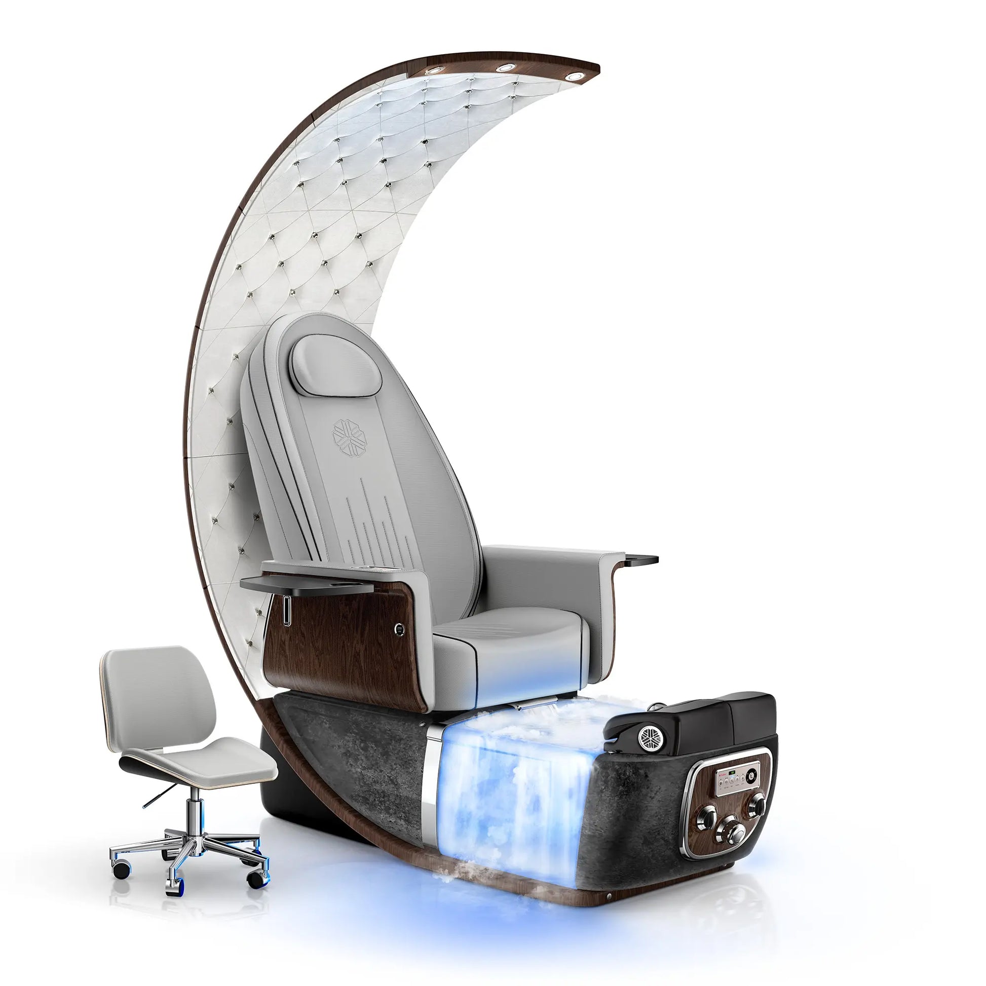 Platinum-pr-Black Moonstone Lexor PRIVÉ Lounge Pedicure Chair with Thera-Mist