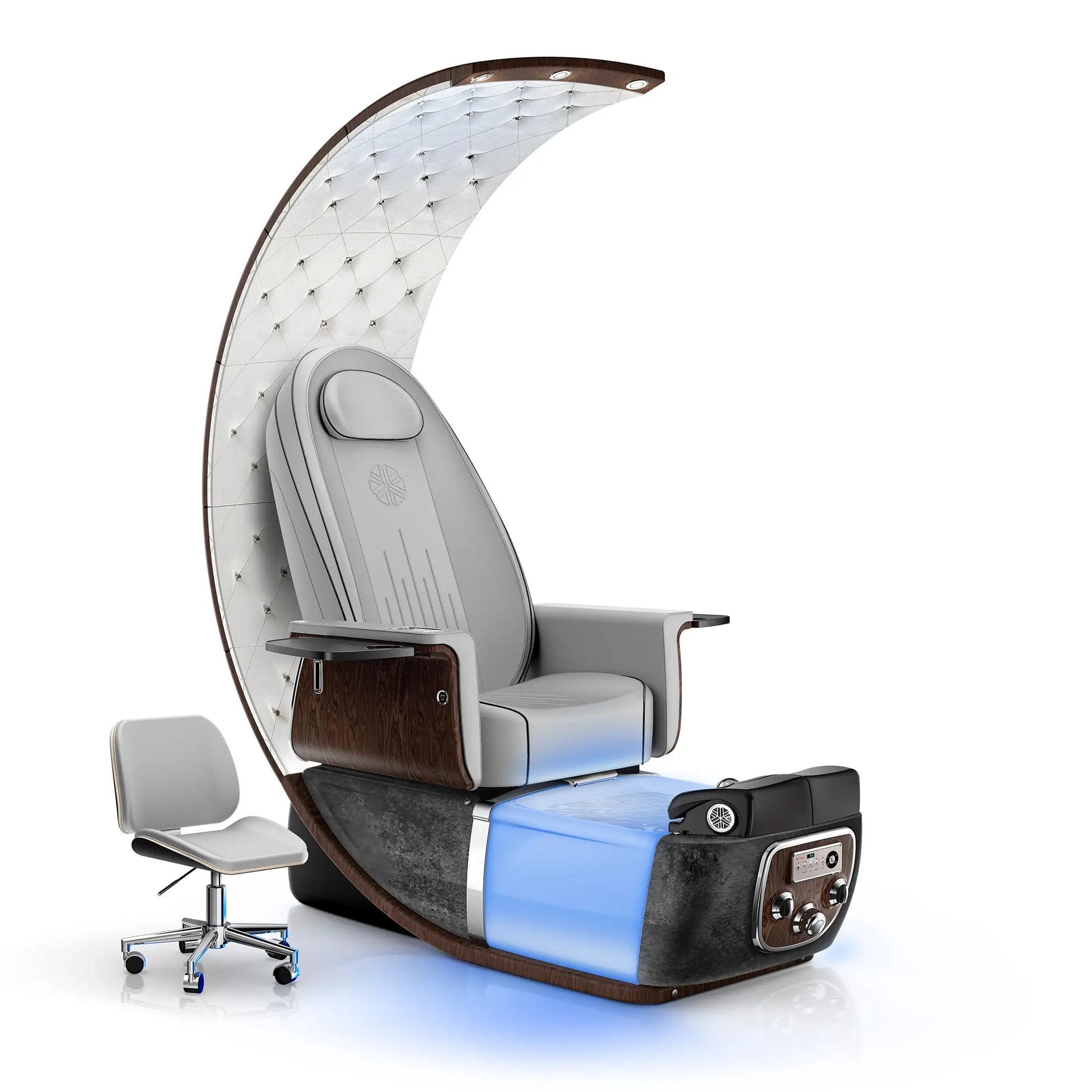 Platinum-pr-Black Moonstone Lexor PRIVÉ Lounge Pedicure Chair with LED Bowl