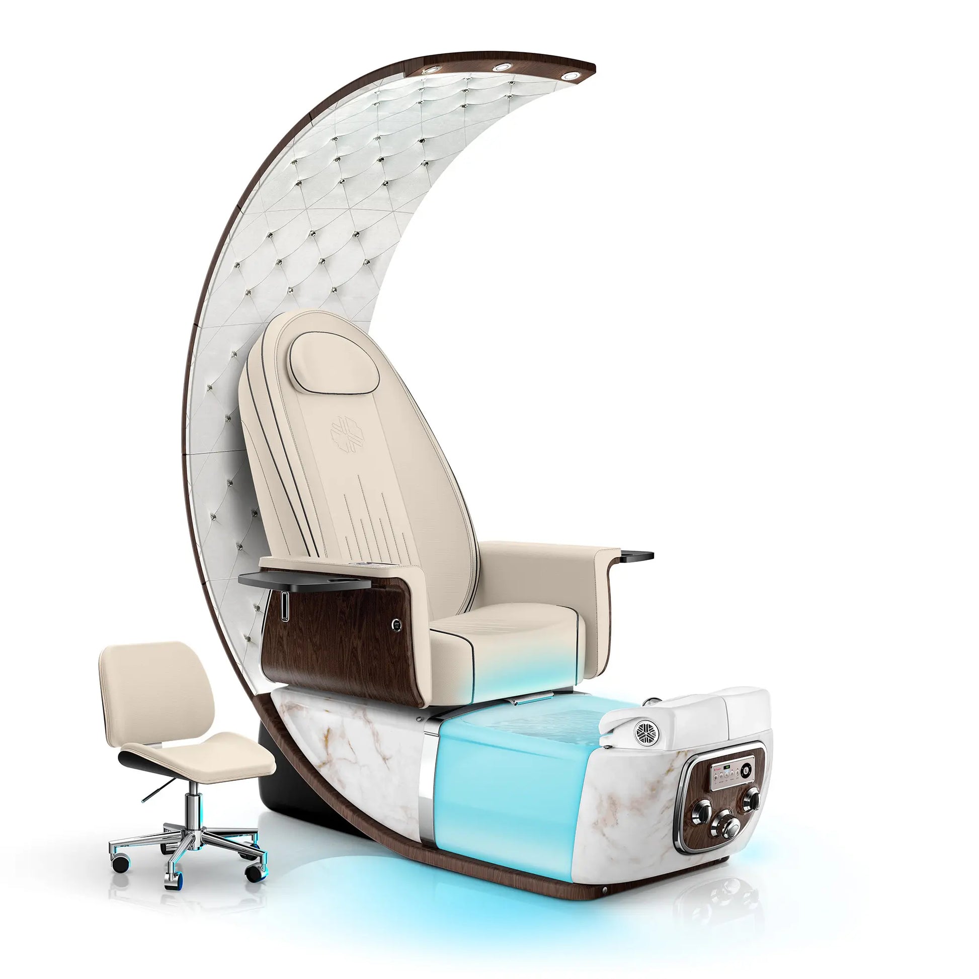Ivory-White Moonstone Lexor PRIVÉ Lounge Pedicure Chair with LED Bowl