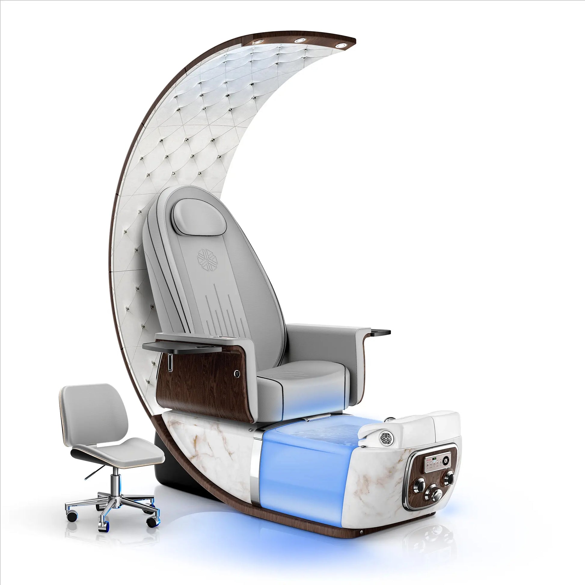 Platinum-pr-White Moonstone Lexor PRIVÉ Lounge Pedicure Chair with LED Bowl