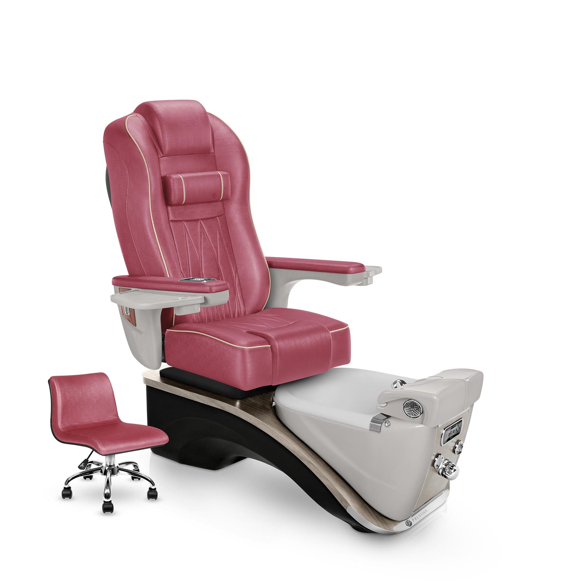 Prestige Pedicure Chair Crimson Cushion with Sandstone Base