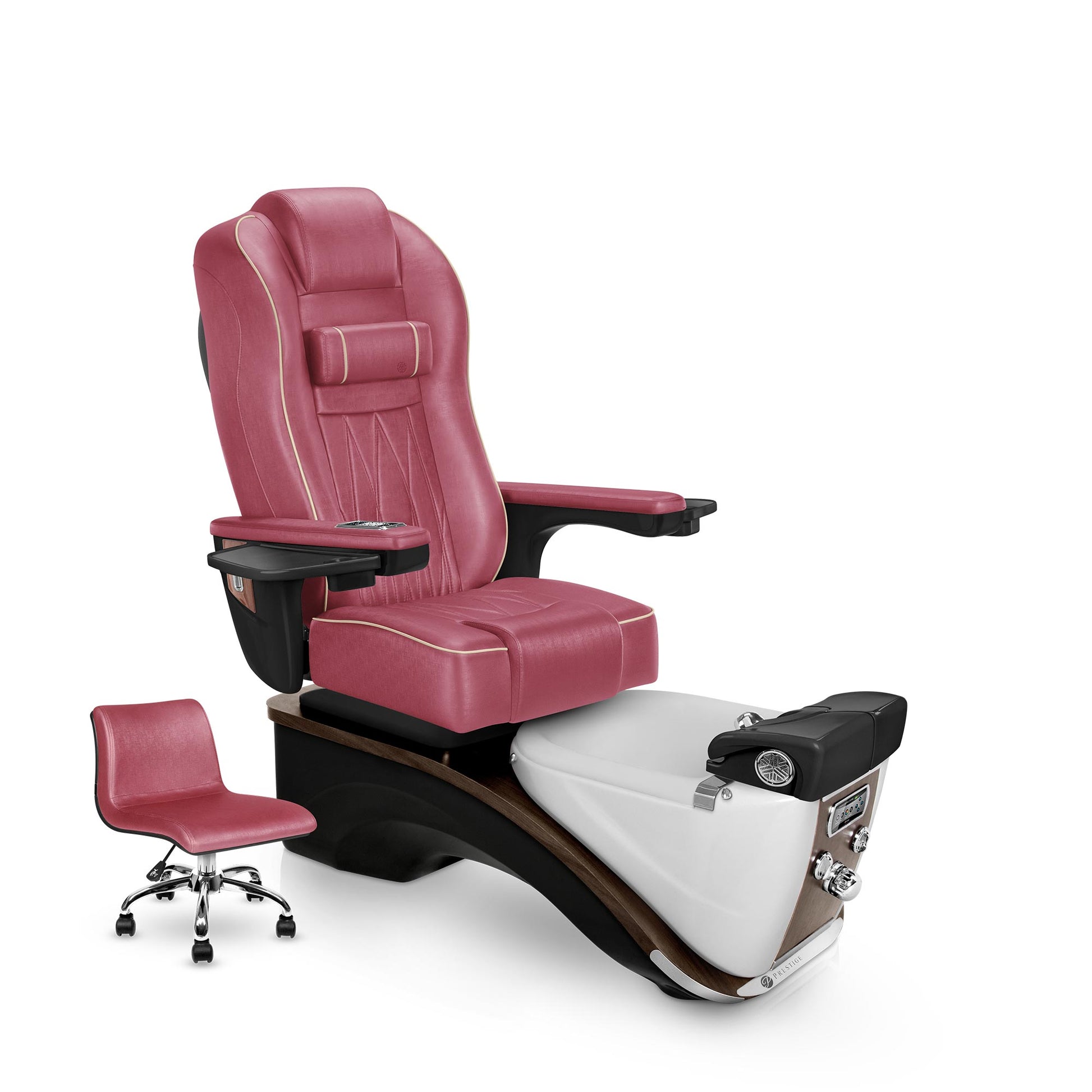 Prestige Pedicure Chair Crimson Cushion with White Pearl Base