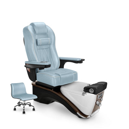 Prestige Pedicure Chair Glacier Blue Cushion with White Pearl Base