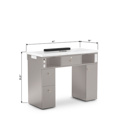 Lumiere Nail Table with Dimensions