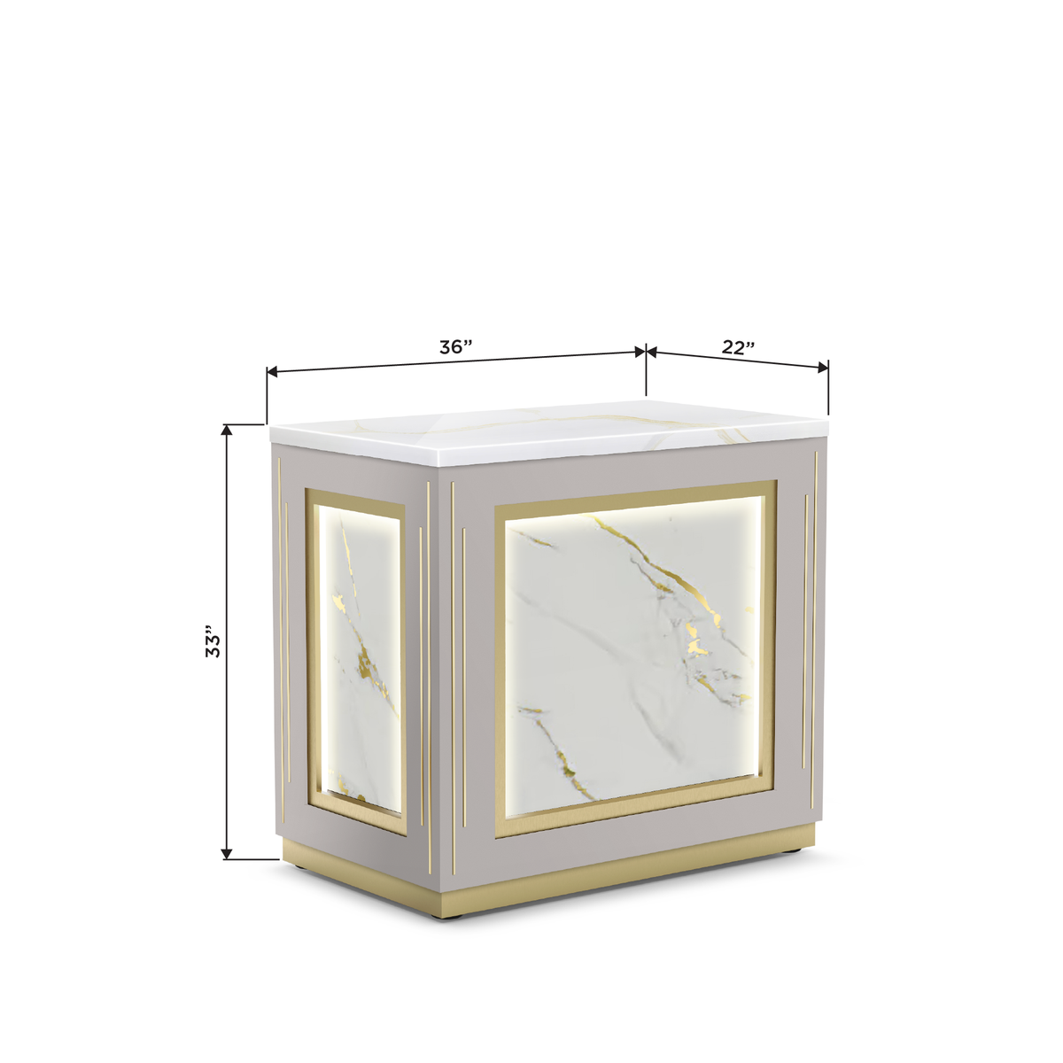 Lumiere Counter Extension with Dimensions