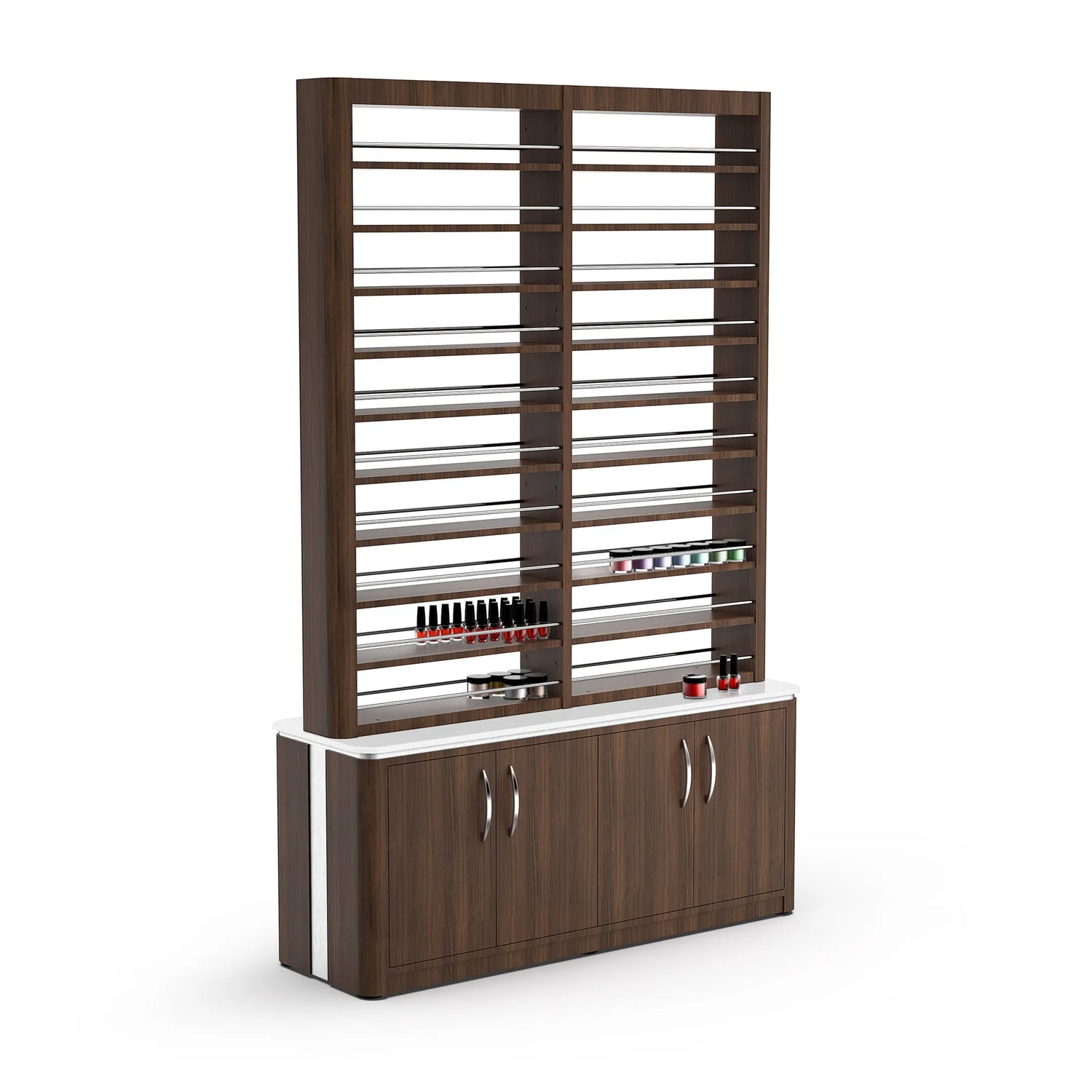 Dark Walnut Lexor VM840 Double Nail Polish Rack with Storage