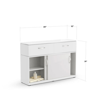 White Lexor VM860 MODEN Polish and Powder Storage Cabinet, with Dimension