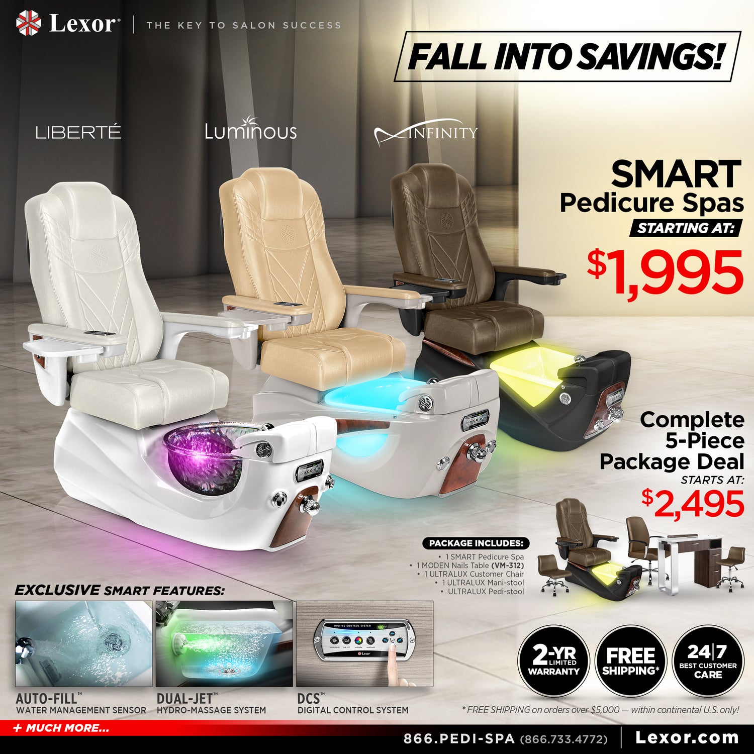 Fall Into Savings with Lexor Smart Pedicure Spas Starting At $1995