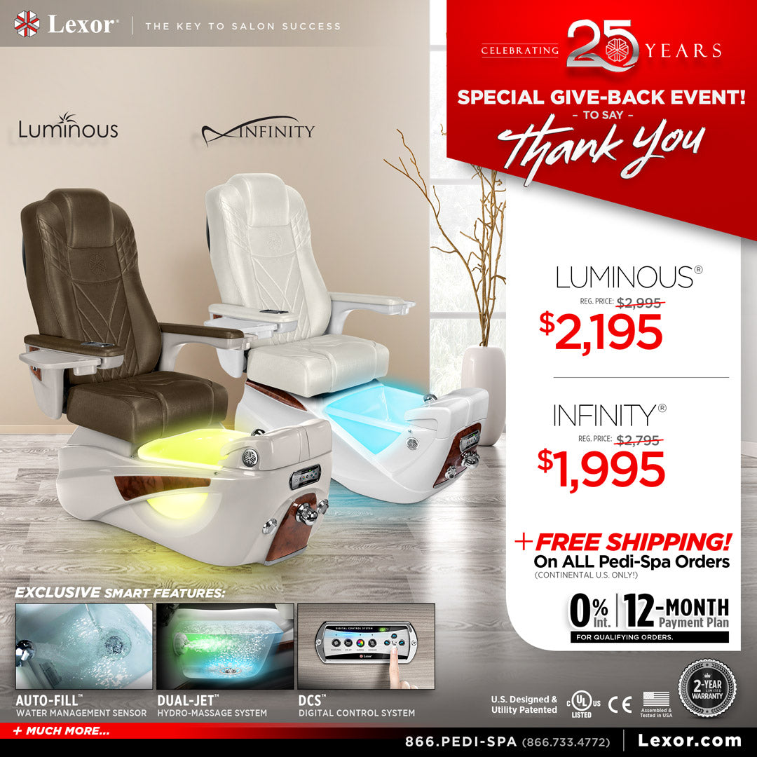 Luminous and Infinity Pedicure Chair promotion